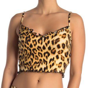 Blue Moon Pink Star Animal Print Basic Crop Top